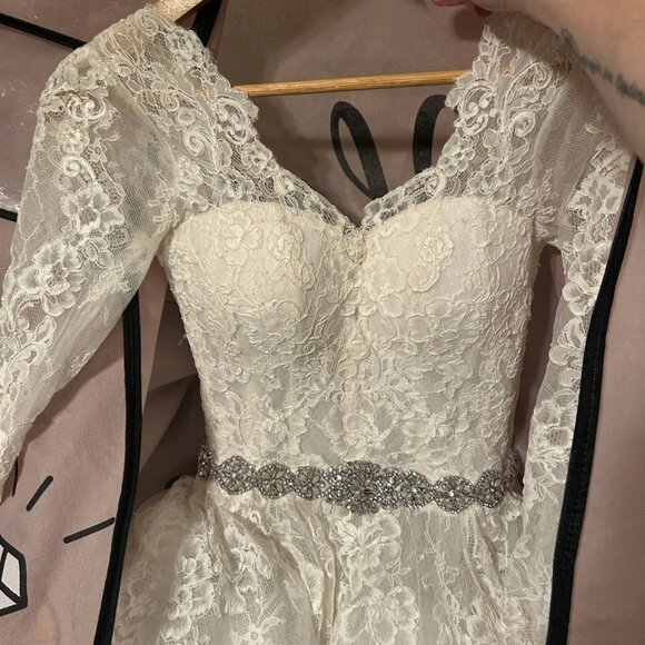 Boho Lace Wedding Dress Soft White Size 2 Gown A Cup Bra Elizabeth Armstrong - Picture 1 of 12
